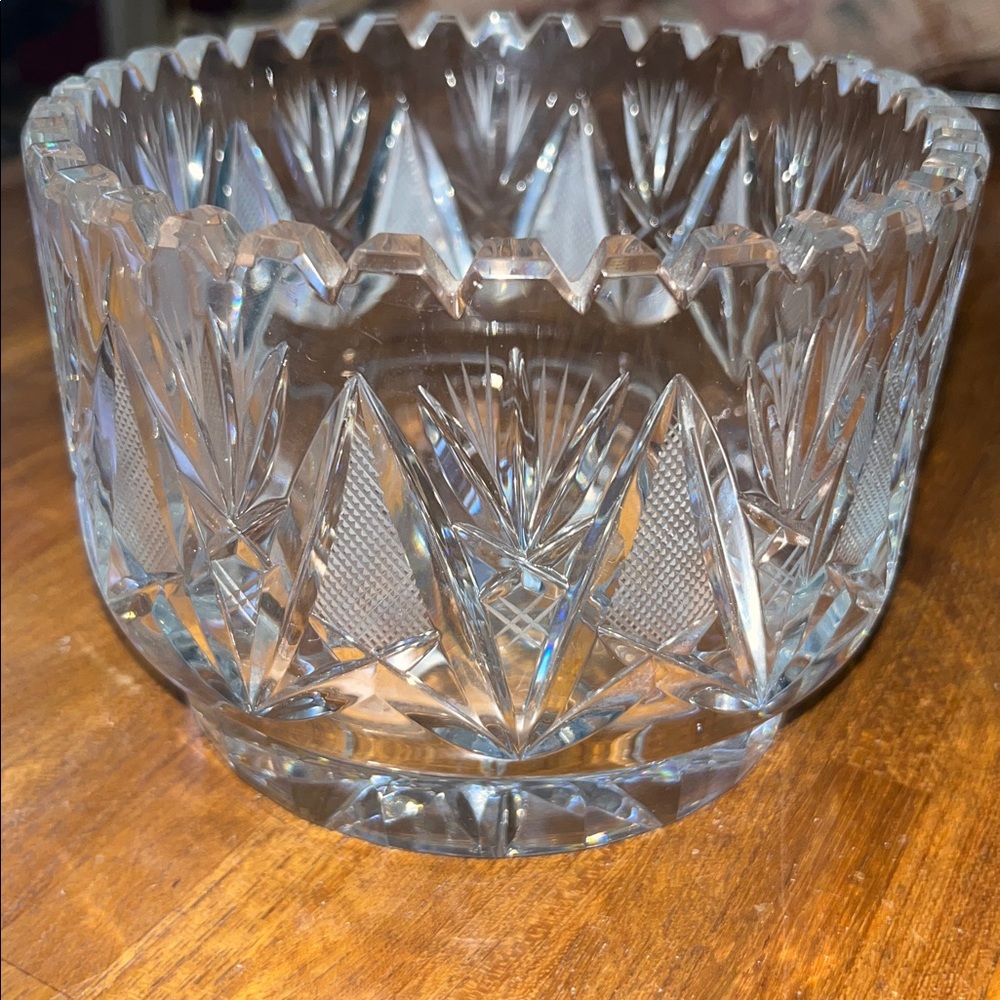 Vintage Imperlux Germany Cut Crystal Frosted Heavy Bowl